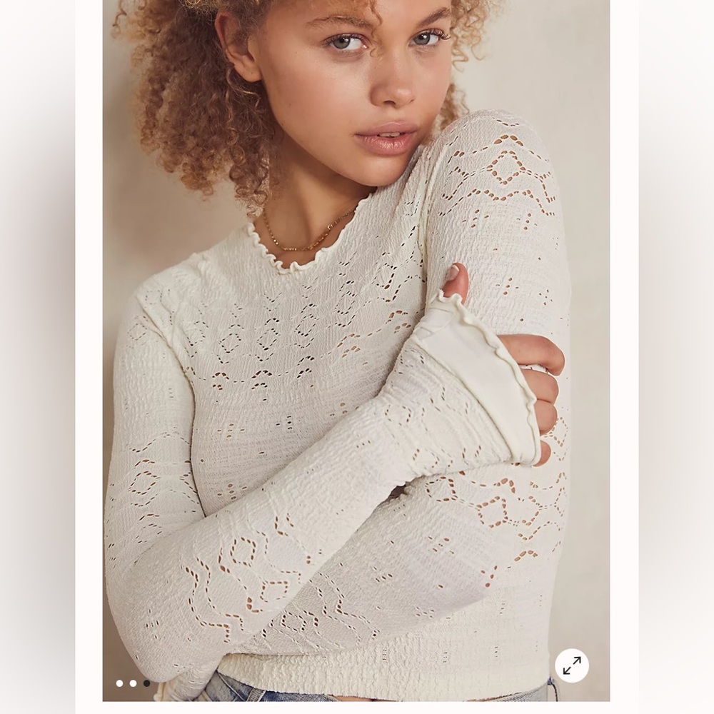 Free People Flirt Back Long-Sleeve Crop M/L